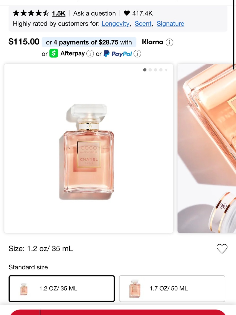 Coco Mademoiselle Chanel Perfume 1.2 ounces